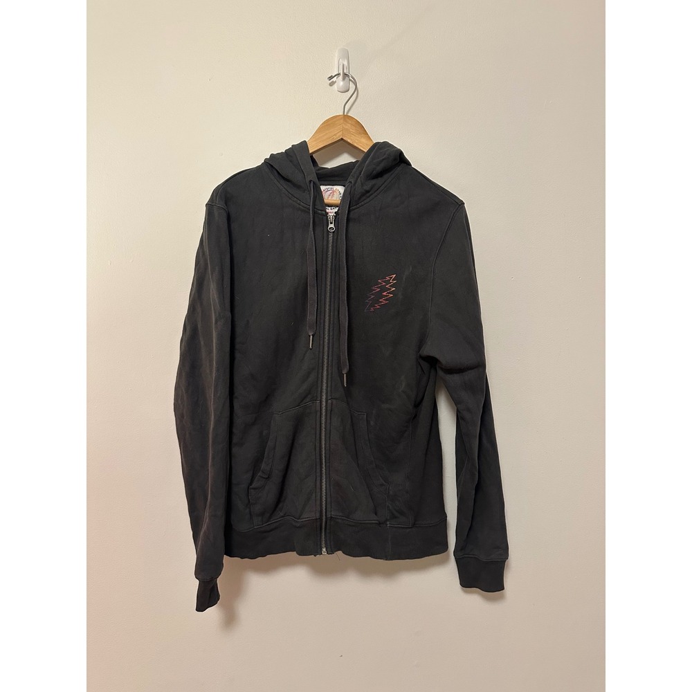 Spiritual Gangster x Grateful Dead Rainbow Foil Zip Up Hoodie in Black | Small